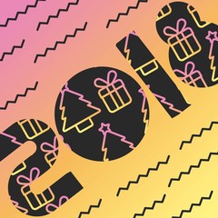 2018 card greeting tree gift box decoration image vector illustration