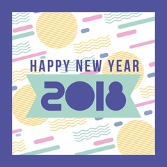 happy new year 2018 card greeting invitation geometric banner vector illustration