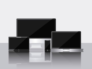 set of gadgets technologies digital responsive electronic vector illustration