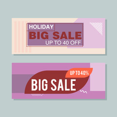 Sale and Discount Banner set. Colorful Memphis style banner template and background