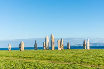 Menhirs park in A Coruna, Galicia, Spain