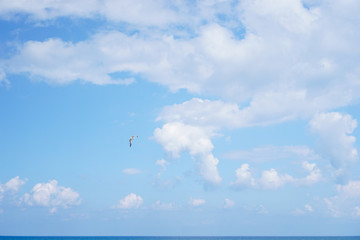 Blue sea and cloudy sky in Tyrrhenian sea