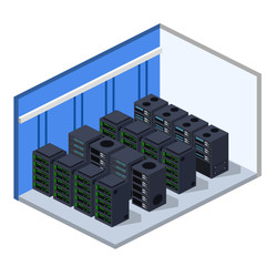 Isometric 3D vector illustration concept server room data center
