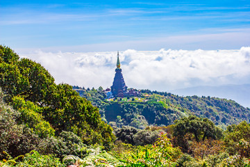 Landmark pagoda in doi Inthanon   Chiang mai, Thailand.