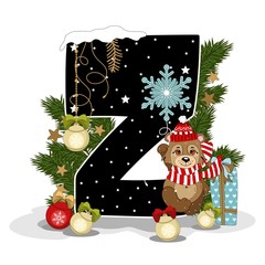 Festive Alphabet Christmas theme.Christmas elements. Christmas style font, Christmas font. Vector flat style illustration.