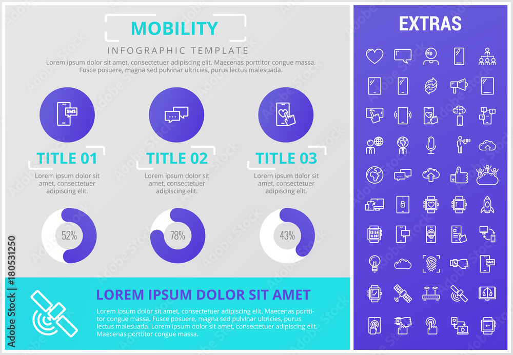 Poster mobility infographic template, elements and icons. infograph includes customizable graphs, charts, l