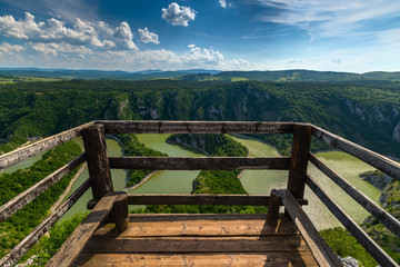 Fototapeta na wymiar meanders at rocky river Uvac river in Serbia