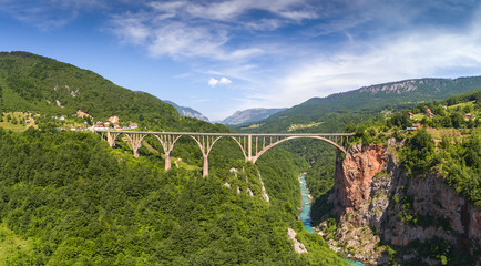 Djurdjevica Tara Bridge in Montenegro - obrazy, fototapety, plakaty