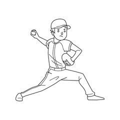 Vector illustration of a baseball player throwing the ball.