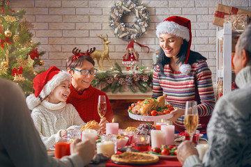 Family celebrates Christmas.