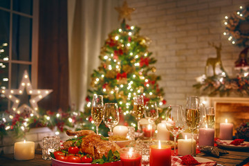 room decorated for Christmas