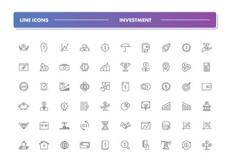  Set of 60 line icons. Investment 