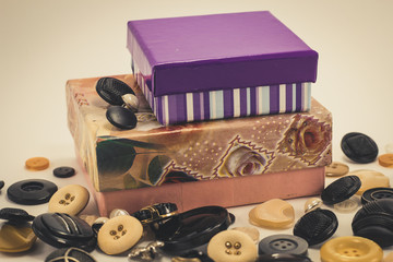 Casket with buttons