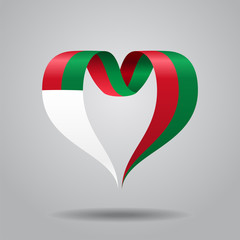 Madagascar flag heart-shaped ribbon. Vector illustration.