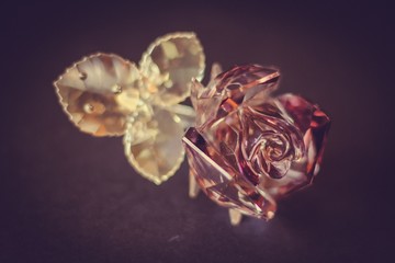 Glass flower isolated on black