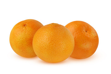 Three tangerines, isolated on white background with shadow.