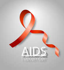 World AIDS day. Red ribbon.