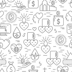 Donation money and blood seamless pattern