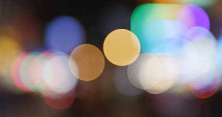 Blurry view of Hong Kong city at night