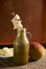 Fresh fruit smoothie with peach and melon