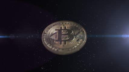 Naklejka na ściany i meble Bitcoin. Blockchain technology. Mining of crypto-currencies.