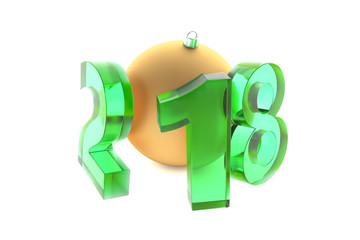 New 2018 year green glass figures with golden decoration ball