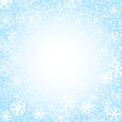 Fototapeta na wymiar blue background with snow and snowflakes. New season concept. Vector illustration