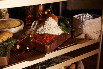Ingredients, spices, flour and vegetable oil, products for the preparation and baking bakery