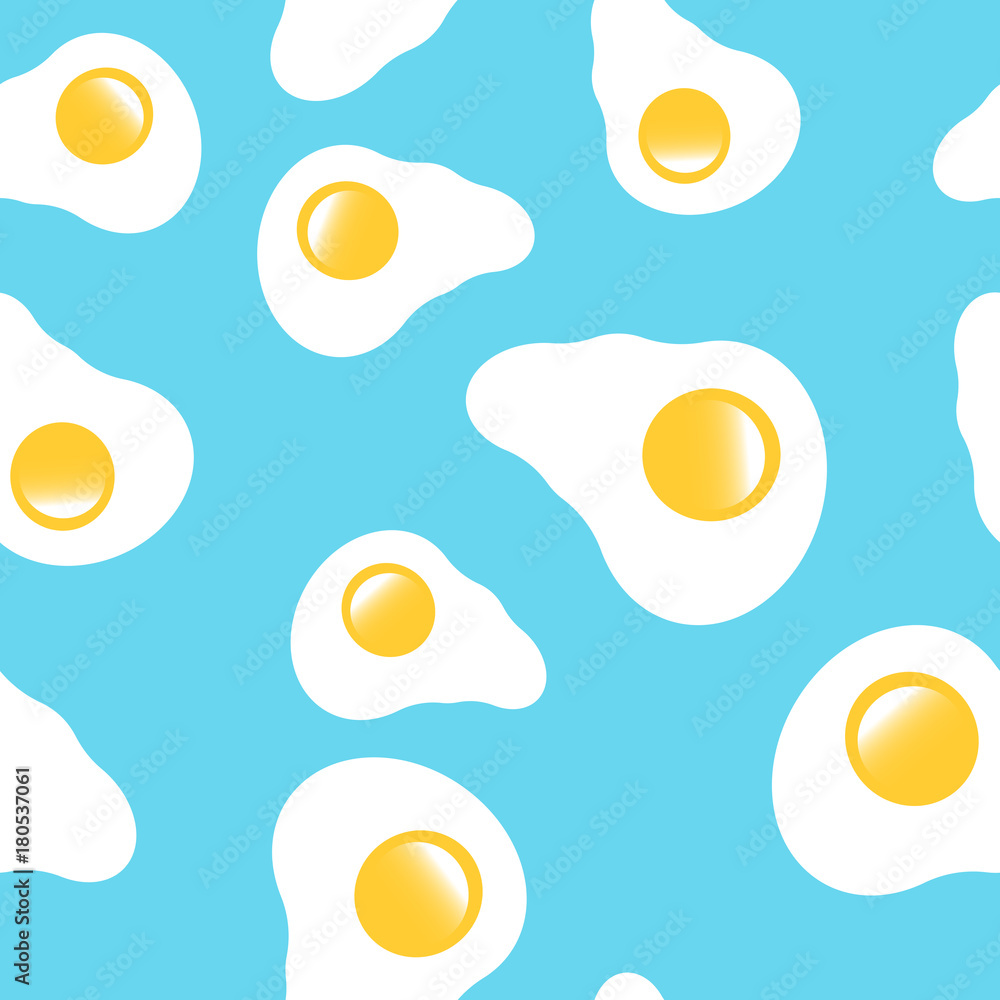 Poster vector semless pattern image fried egg. omelet. image of protein and yolk
