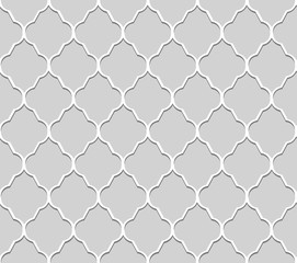 White and gray geometric design seamless pattern. emboss style. Vector illustration background.