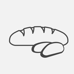 Bread vector icon. Loaf is cut into pieces.