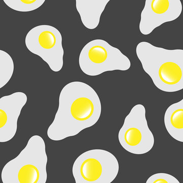  Vector semless pattern image fried egg. Omelet. Image of protein and yolk