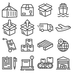 Shipping vector icons for logistic company.