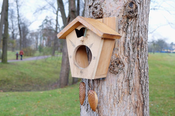 birdhouse handmade in the autumn Park