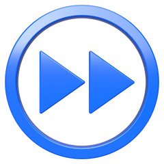 Forward icon. Blue round 3d button with frame