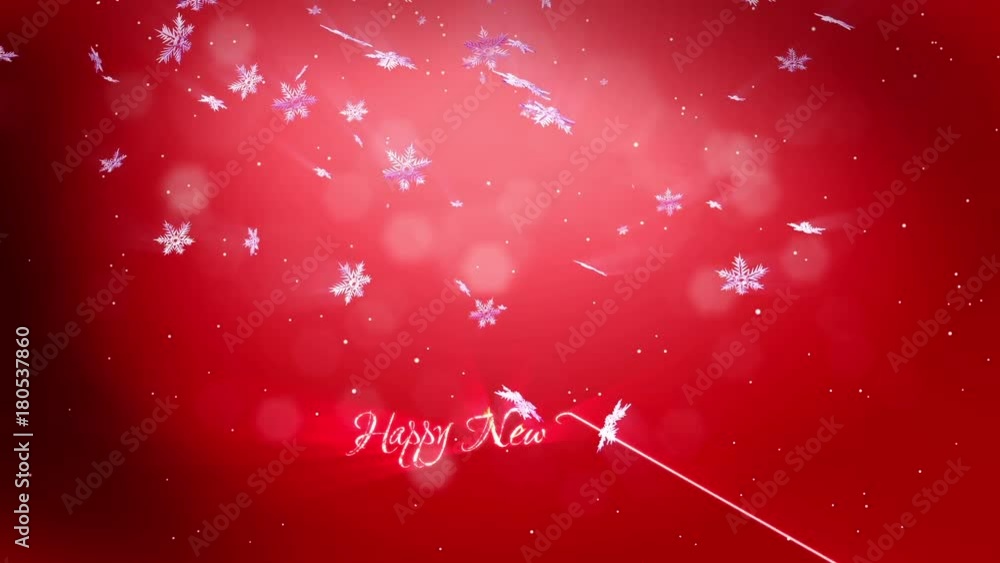 Aufkleber decorative 3d snowflakes float in air in slow motion at night on a red background. use as animated c
