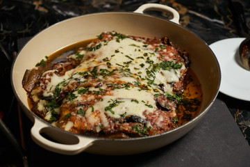 Baked eggplants with cheese sauce