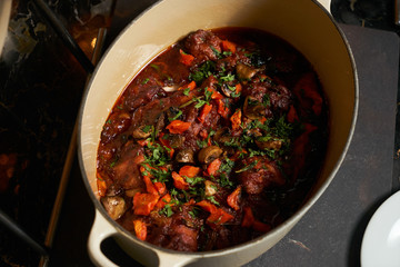 Vegetable soup with mushrooms champignons