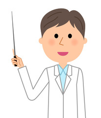 白衣の男性　指し棒