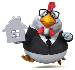 Fun chicken - 3D Illustration