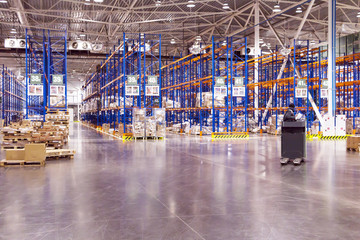Typical storage, warehouse interior. Selective focus.