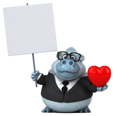 Fun white monkey - 3D Illustration