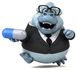 Fun white monkey - 3D Illustration