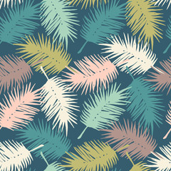 Fototapeta na wymiar Seamless exotic pattern with palm leaves . Vector