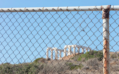 Protection the Greek heritage - Temple of Poseidon in cape Sounion