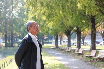 紅葉の季節　シニア男性