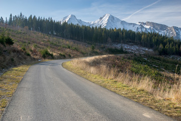 asphalt road in the mountains, Tatras, Slovakia