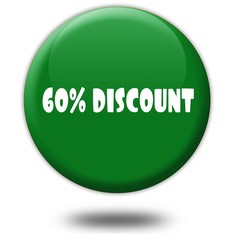 60 PERCENT DISCOUNT on green 3d button.