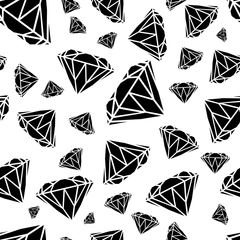 Diamonds seamless pattern. Vector pattern with diamonds. Seamless pattern can be used for wallpaper, pattern fills, web page background,surface textures and fabrics. Black and white design.