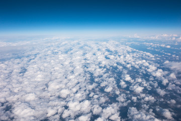 Fototapeta na wymiar view clouds from the airplane airkraft